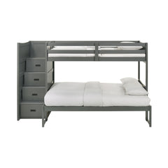 Sami Grey Twin Over Full Step Bunk Bed with Left HB - Ornate Home