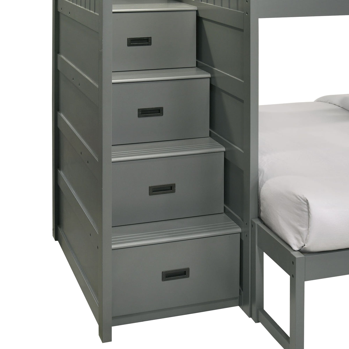 Sami Grey Twin Over Full Step Bunk Bed with Left HB - Ornate Home