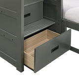 Sami Grey Twin Over Full Step Bunk Bed with Left HB - Ornate Home