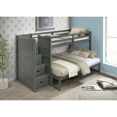 Sami Grey Twin Over Full Step Bunk Bed with Left HB - Ornate Home