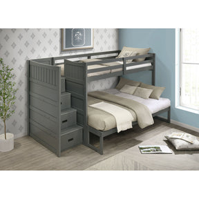 Sami Grey Twin Over Full Step Bunk Bed with Left HB - Ornate Home
