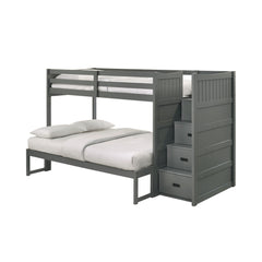 Sami Grey Twin Over Full Step Bunk Bed with Right HB - Ornate Home