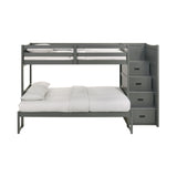 Sami Grey Twin Over Full Step Bunk Bed with Right HB - Ornate Home