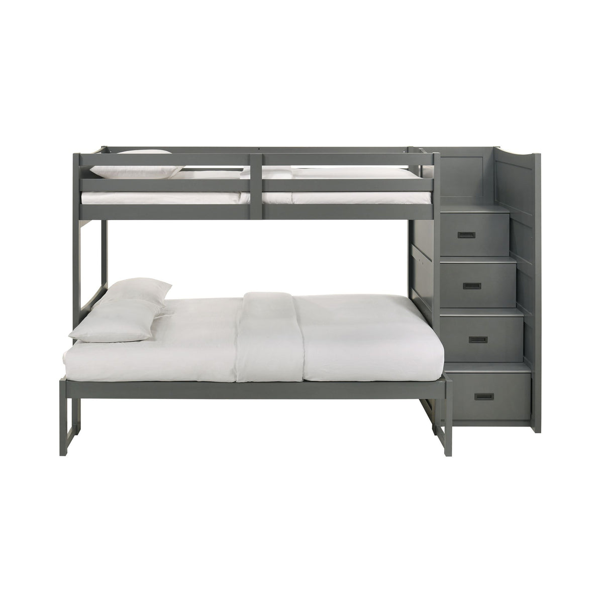Sami Grey Twin Over Full Step Bunk Bed with Right HB - Ornate Home