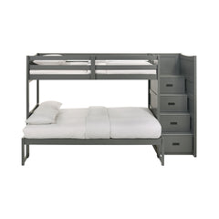 Sami Grey Twin Over Full Step Bunk Bed with Right HB - Ornate Home