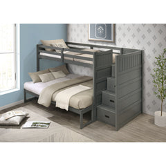 Sami Grey Twin Over Full Step Bunk Bed with Right HB - Ornate Home