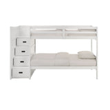 Sami White Over Twin Step Bunk Bed with Left HB - Ornate Home