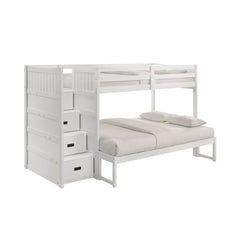 Sami White Twin Over Full Step Bunk Bed with Left HB - Ornate Home