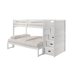 Sami White Twin Over Full Step Bunk Bed with Right HB - Ornate Home