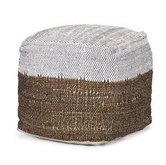 Samiya White Jute Cotton Pouf - Ornate Home