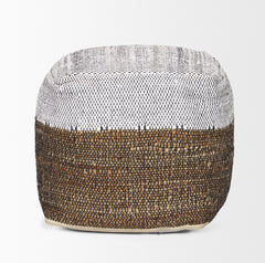 Samiya White Jute Cotton Pouf - Ornate Home