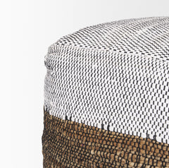 Samiya White Jute Cotton Pouf - Ornate Home