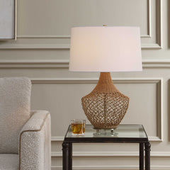 Samori Woodtone Rattan Table Lamp - Ornate Home