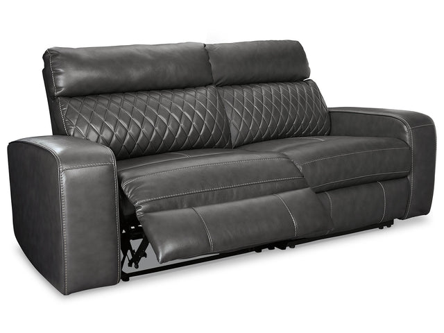 Samperstone Gray 2-Piece Power Reclining Sectional Loveseat (Online Special Price) - Ornate Home