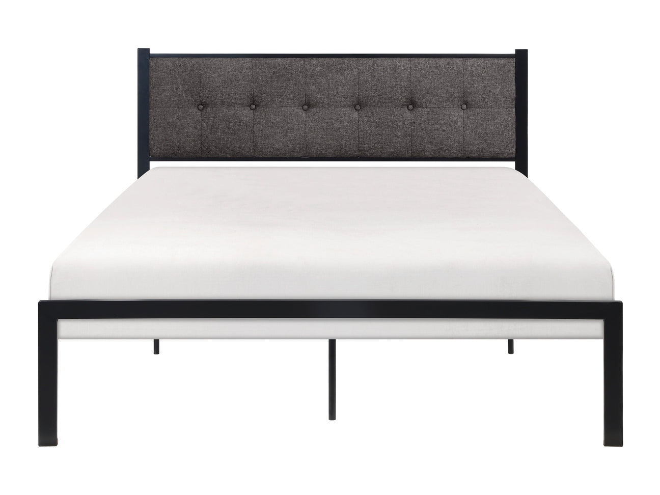 Samuel Black/Gray Metal Queen Platform Bed - Ornate Home