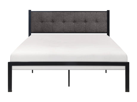 Samuel Black/Gray Metal Queen Platform Bed - Ornate Home