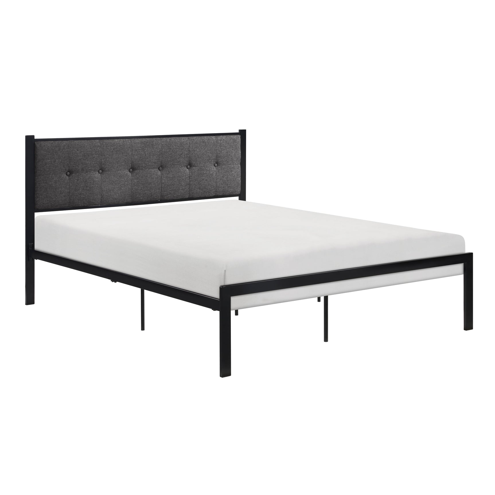 Samuel Black/Gray Metal Queen Platform Bed - Ornate Home