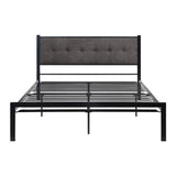 Samuel Black/Gray Metal Queen Platform Bed - Ornate Home