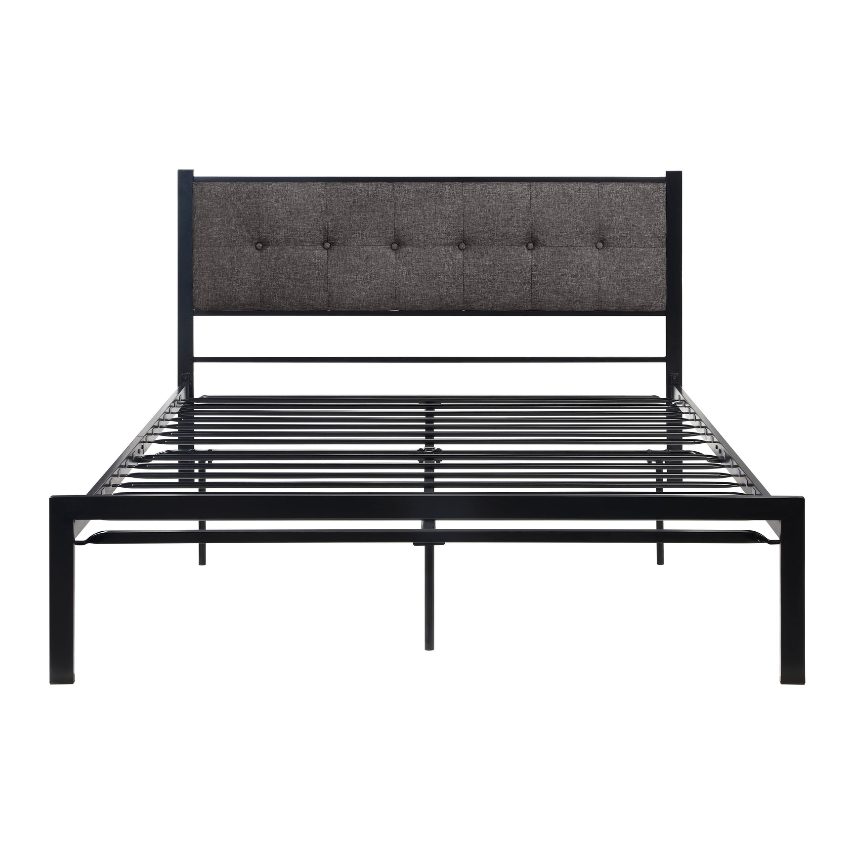 Samuel Black/Gray Metal Queen Platform Bed - Ornate Home