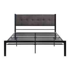 Samuel Black/Gray Metal Queen Platform Bed - Ornate Home