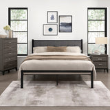 Samuel Black/Gray Metal Queen Platform Bed - Ornate Home