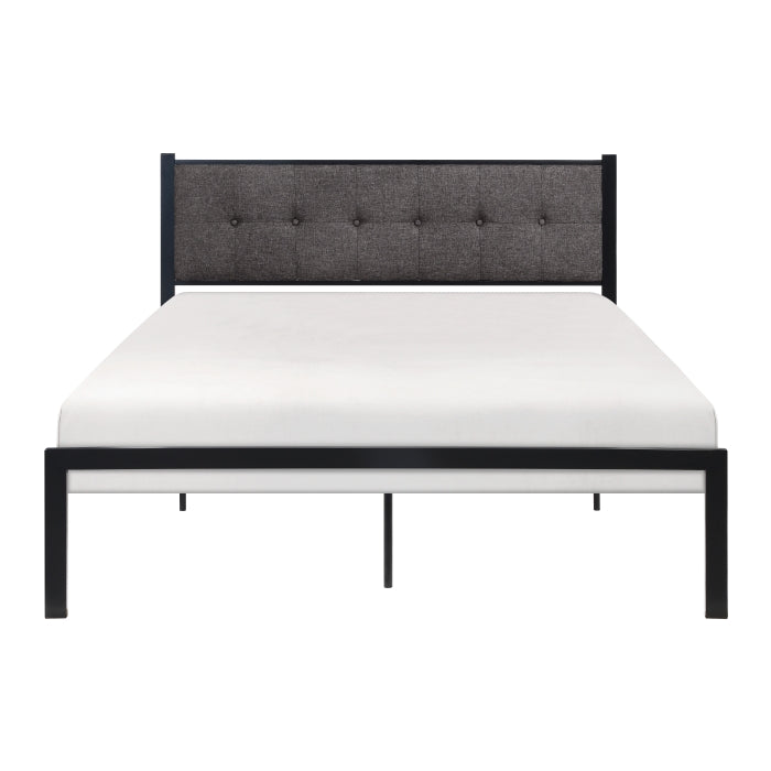Samuel Black/Gray Metal Queen Platform Bed - Ornate Home