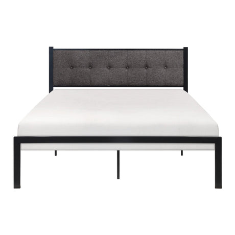 Samuel Black/Gray Metal Queen Platform Bed - Ornate Home