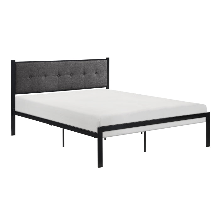 Samuel Black/Gray Metal Queen Platform Bed - Ornate Home