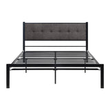 Samuel Black/Gray Metal Queen Platform Bed - Ornate Home
