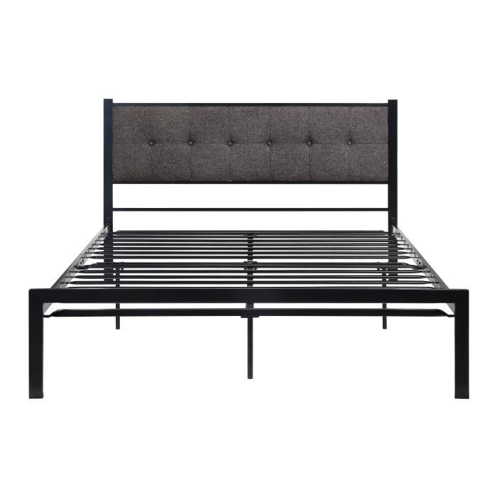 Samuel Black/Gray Metal Queen Platform Bed - Ornate Home