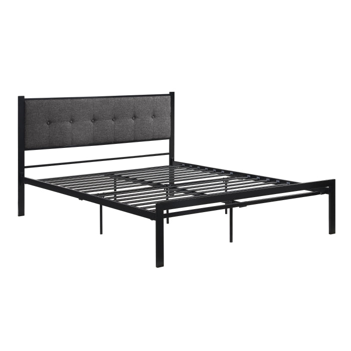 Samuel Black/Gray Metal Queen Platform Bed - Ornate Home