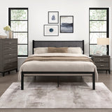 Samuel Black/Gray Metal Queen Platform Bed - Ornate Home