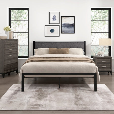 Samuel Black/Gray Metal Queen Platform Bed - Ornate Home