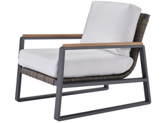 San Clemente Natural Teak/Carbon Aluminum/Brindle Wicker Lounge Chair - Ornate Home