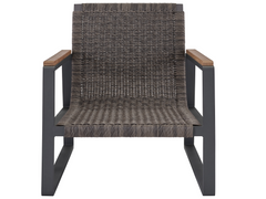 San Clemente Natural Teak/Carbon Aluminum/Brindle Wicker Lounge Chair - Ornate Home