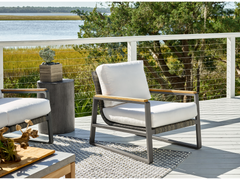 San Clemente Natural Teak/Carbon Aluminum/Brindle Wicker Lounge Chair - Ornate Home