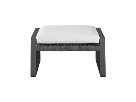 San Clemente Natural Teak/Carbon Aluminum/Brindle Wicker Ottoman - Ornate Home