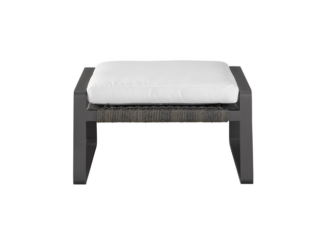 San Clemente Natural Teak/Carbon Aluminum/Brindle Wicker Ottoman - Ornate Home