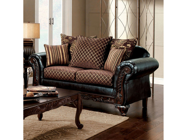 San Roque Brown/Espresso/Dark Cherry Loveseat - Ornate Home