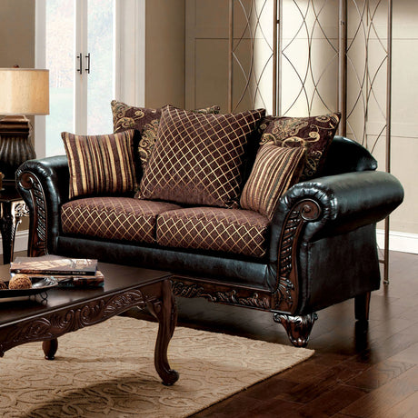 San Roque Brown/Espresso/Dark Cherry Sofa & Loveseat - Ornate Home