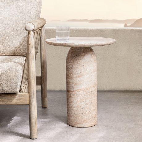 Sana Capri Limestone Outdoor End Table - Ornate Home