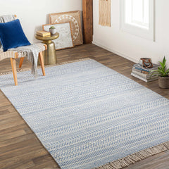 Sanc Blue/Cream Flatweave Wool Rug - Clearance - Ornate Home