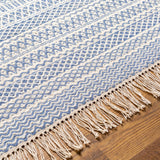 Sanc Blue/Cream Flatweave Wool Rug - Clearance - Ornate Home