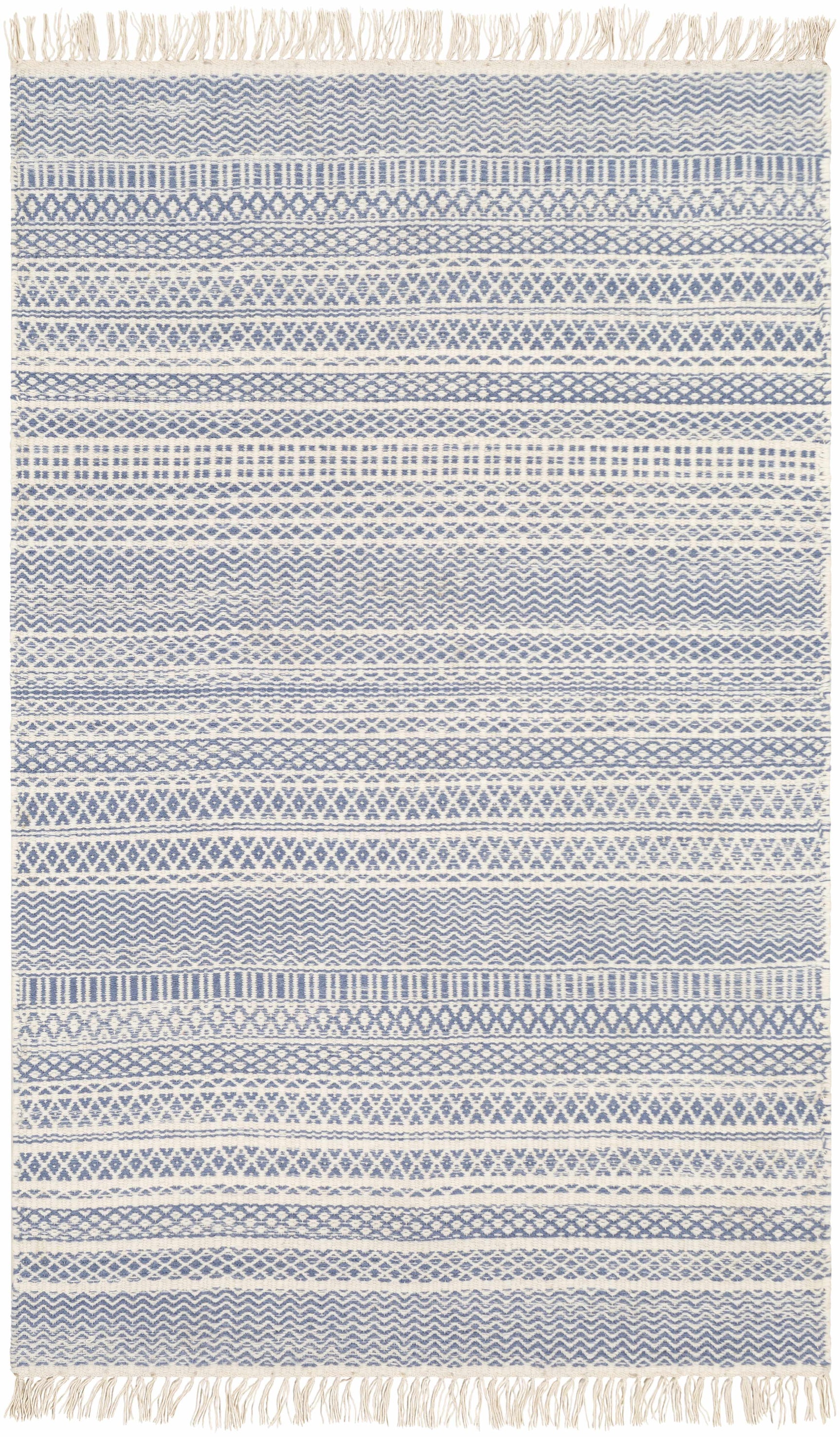 Sanc Blue/Cream Flatweave Wool Rug - Clearance - Ornate Home