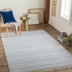 Sanc Blue/Cream Flatweave Wool Rug - Clearance - Ornate Home
