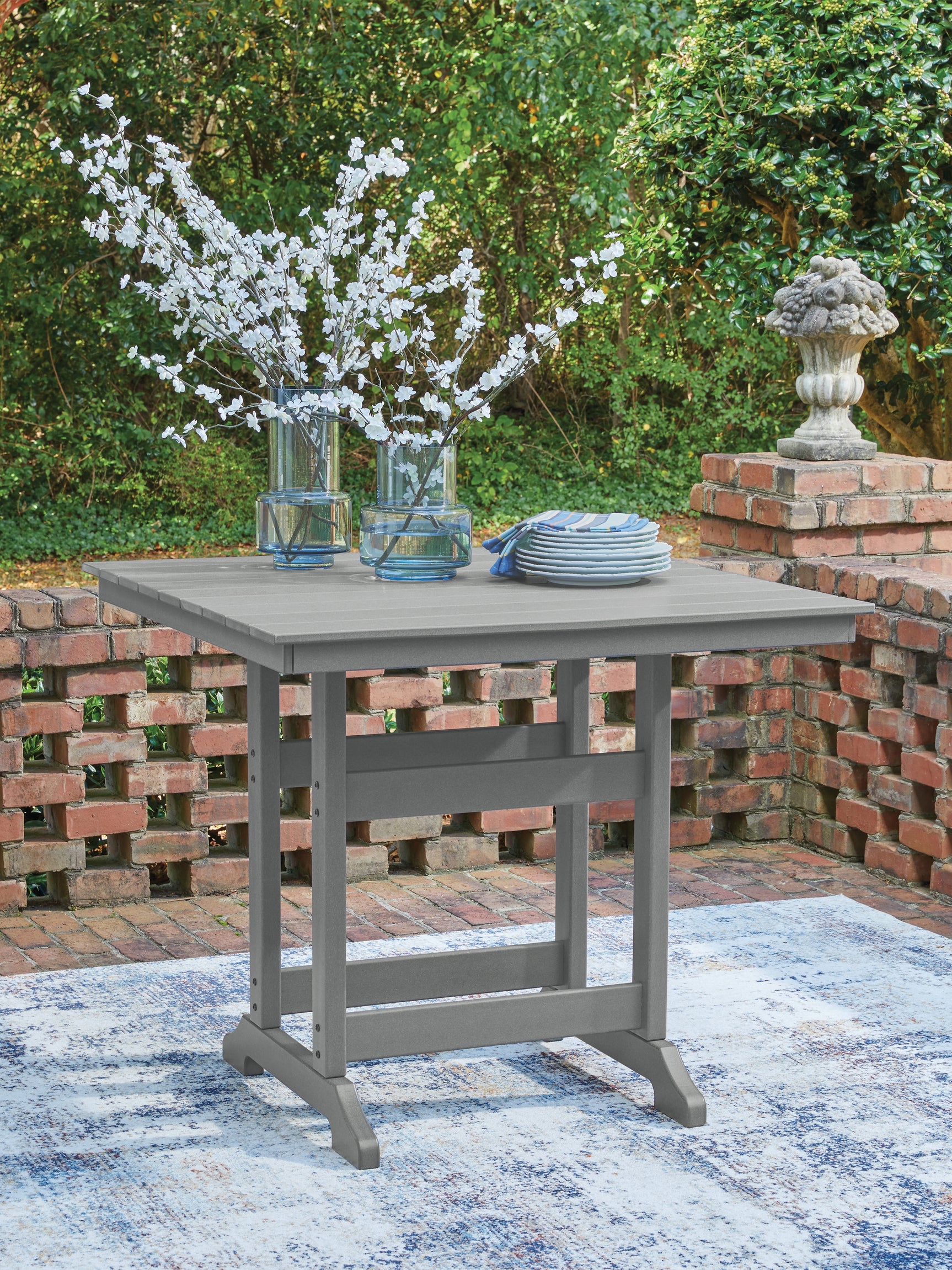 Sanctuary Beach Dark Gray Square Counter TBL w/UMB OPT - Ornate Home