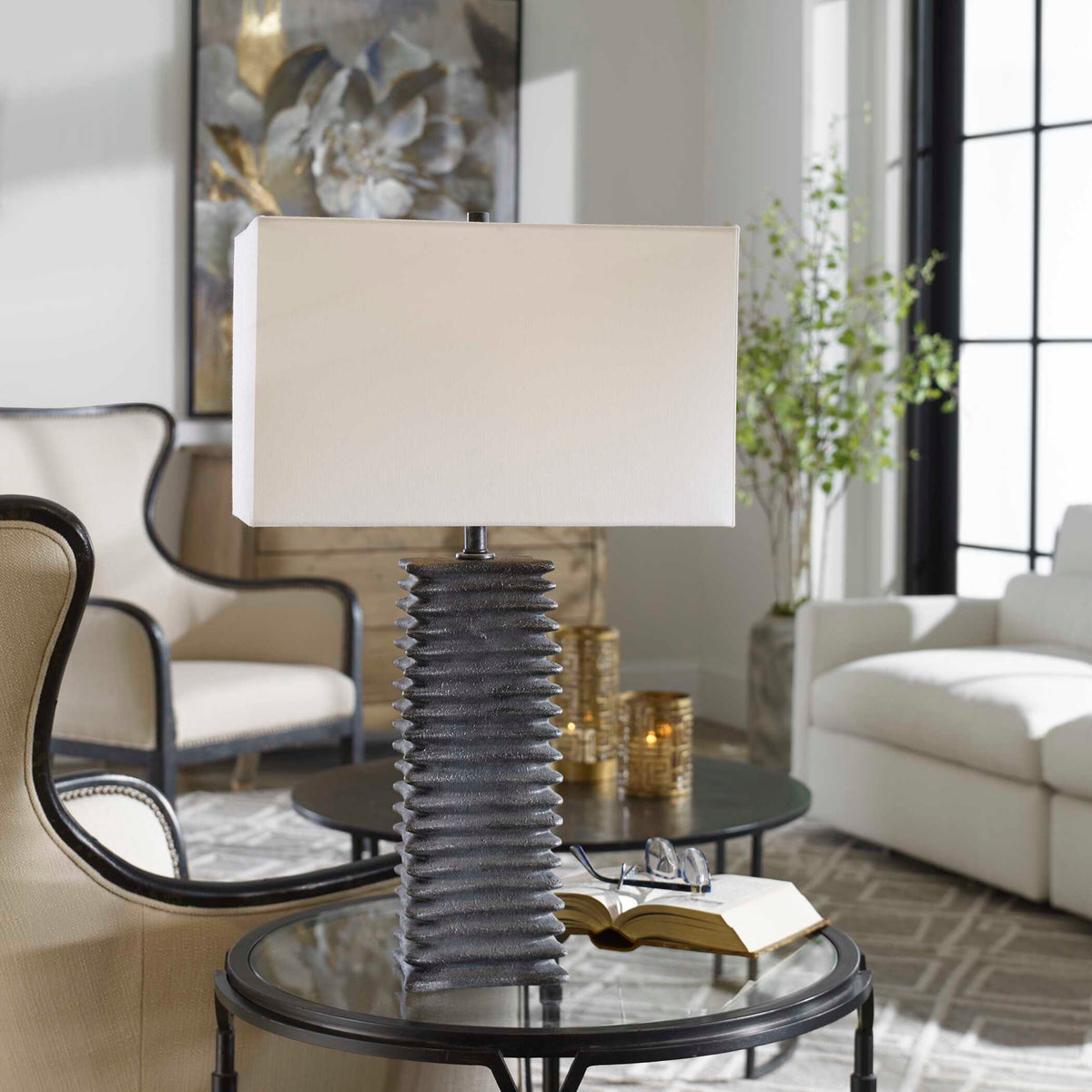 Sanderson Metallic Charcoal Table Lamp - Ornate Home