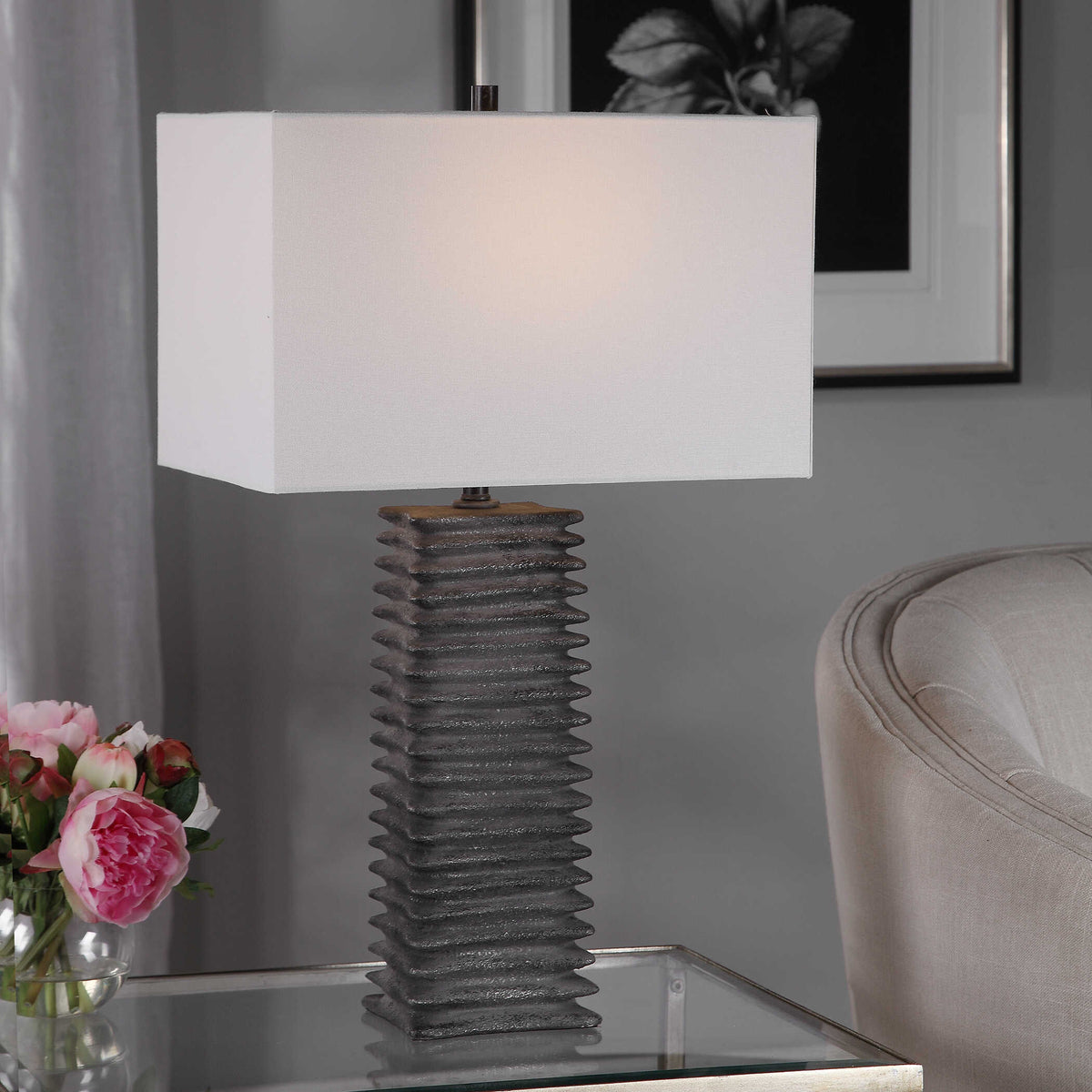 Sanderson Metallic Charcoal Table Lamp - Ornate Home