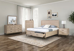 Sandnes Light Oak Queen Bed w/ FB Storage - Ornate Home