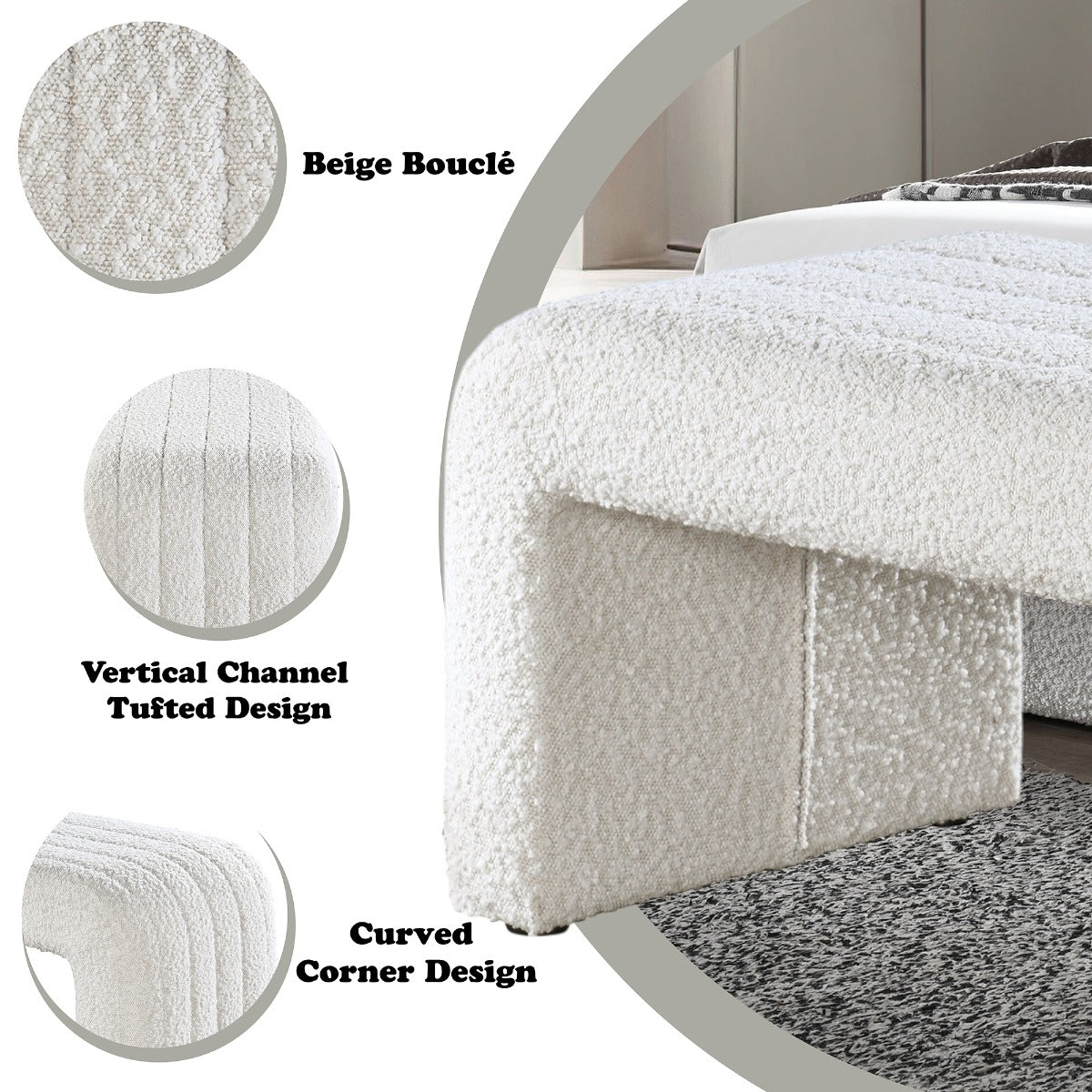 Sandro Beige Bench - Ornate Home